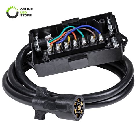 7-way trailer plug cord with 7-pole wiring junction box|waterproof trailer wiring junction box.